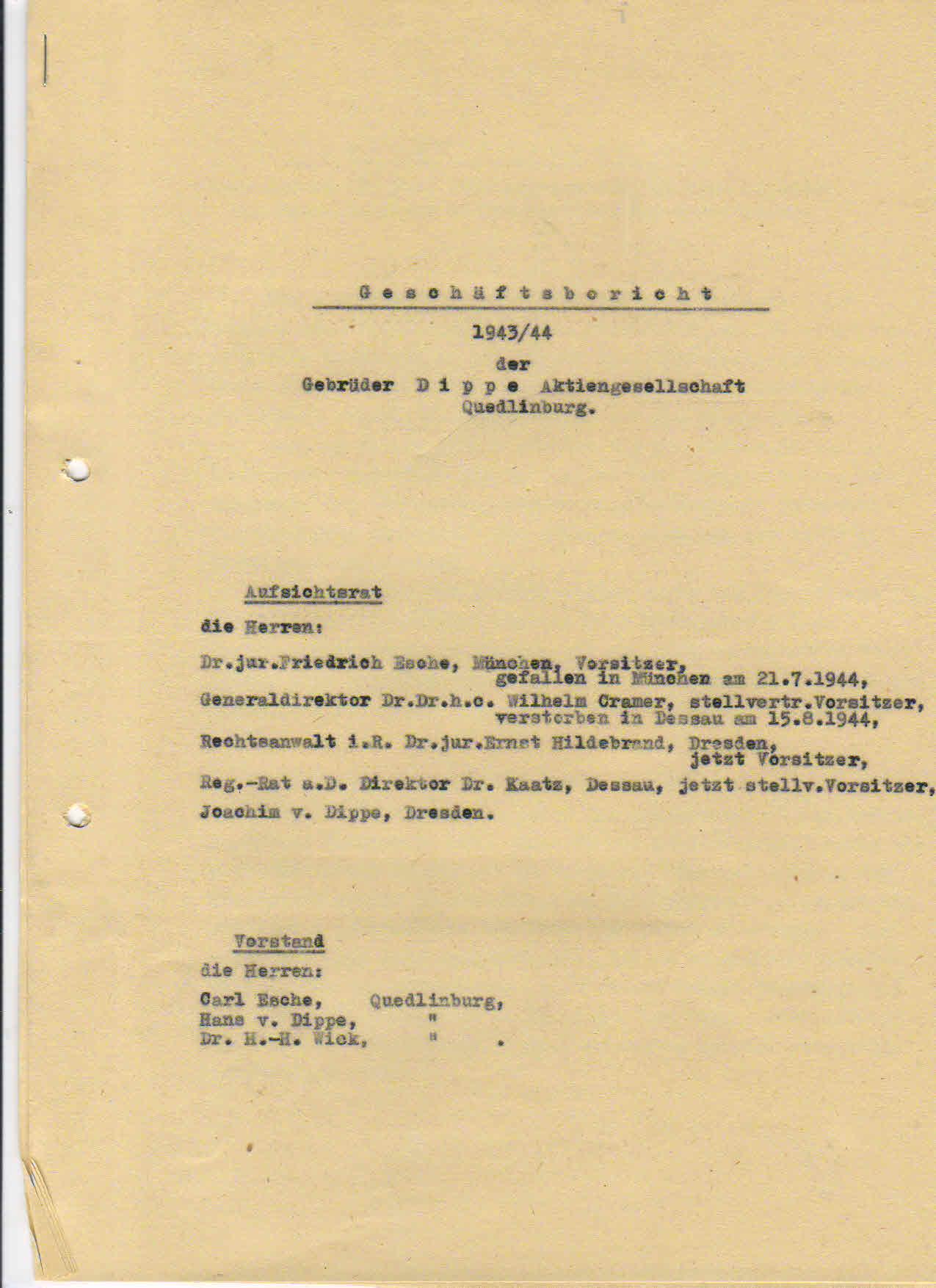 Dippe.Gesch.bericht 1943 44.Deckblatt